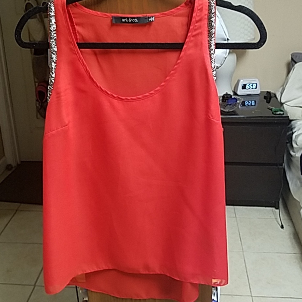Red Ark & Co Beaded Tank Top Size Small